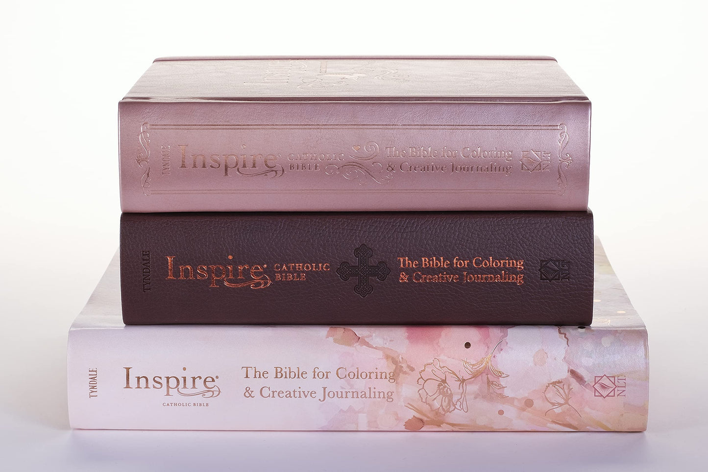 Inspire Catholic Bible NLT (LeatherLike, Dark Brown): The Bible for Coloring & Creative Journaling
