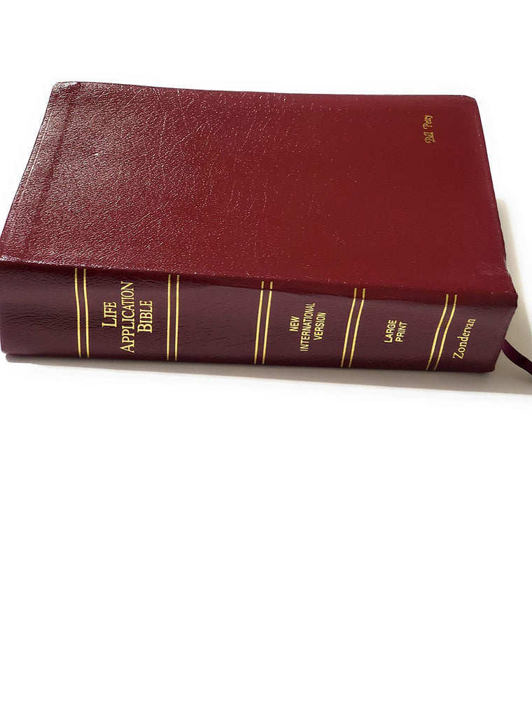Holy Bible: New Internation Version Life Application Bible/ Large Print/ Burgundy Bonded Leather/ Plain — back cover