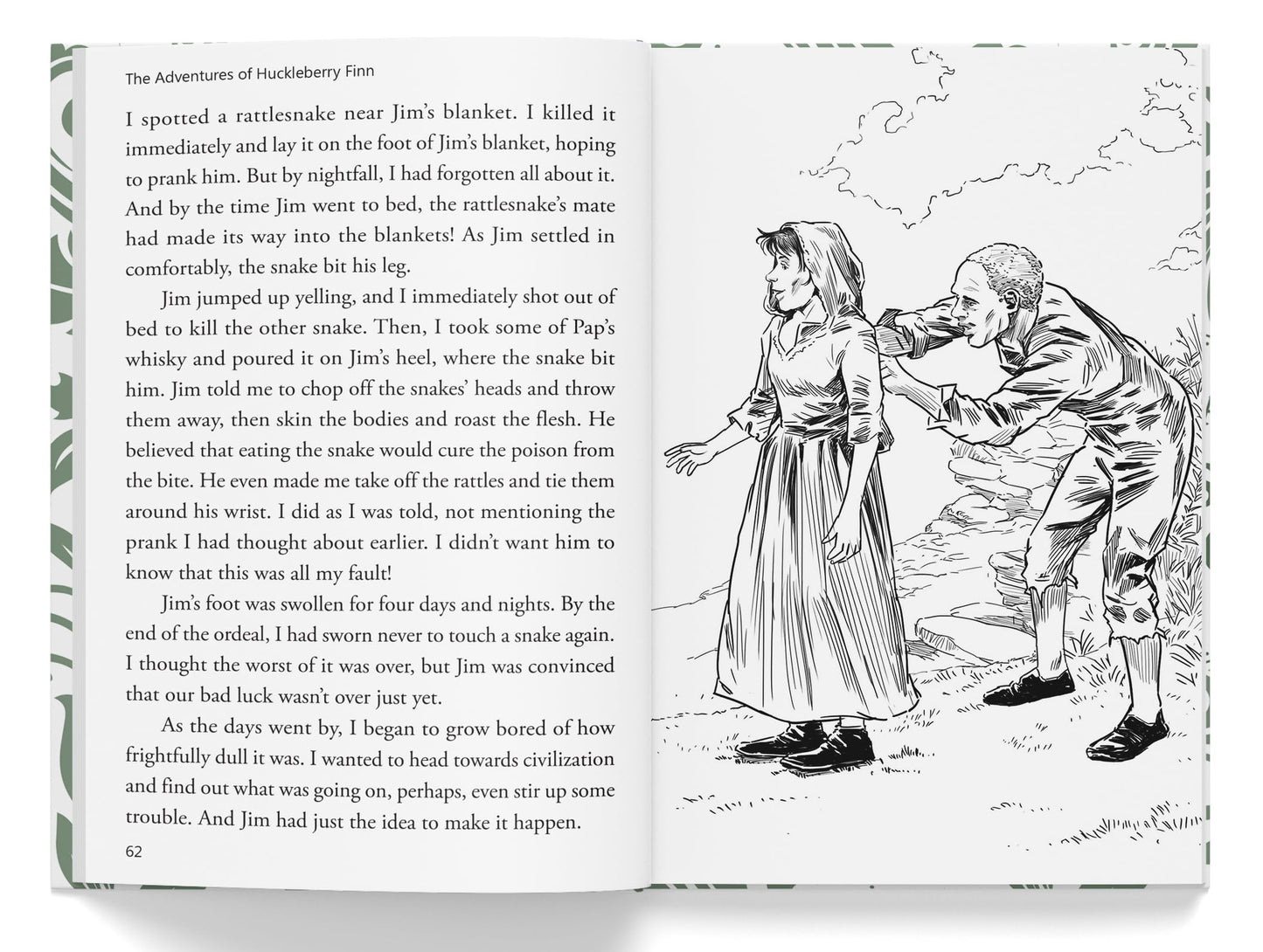 The Adventures of Huckleberry Finn : illustrated Abridged Children Classics English Novel with Review Questions