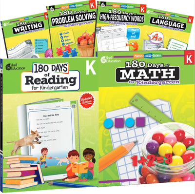 180 Days?: Workbook Set 6 Assorted Workbooks to Practice Math, Reading, Grammar, and Sight Word Skills for Kindergarten Practice Workbook for ... Created by Teachers (180 Days of Practice)