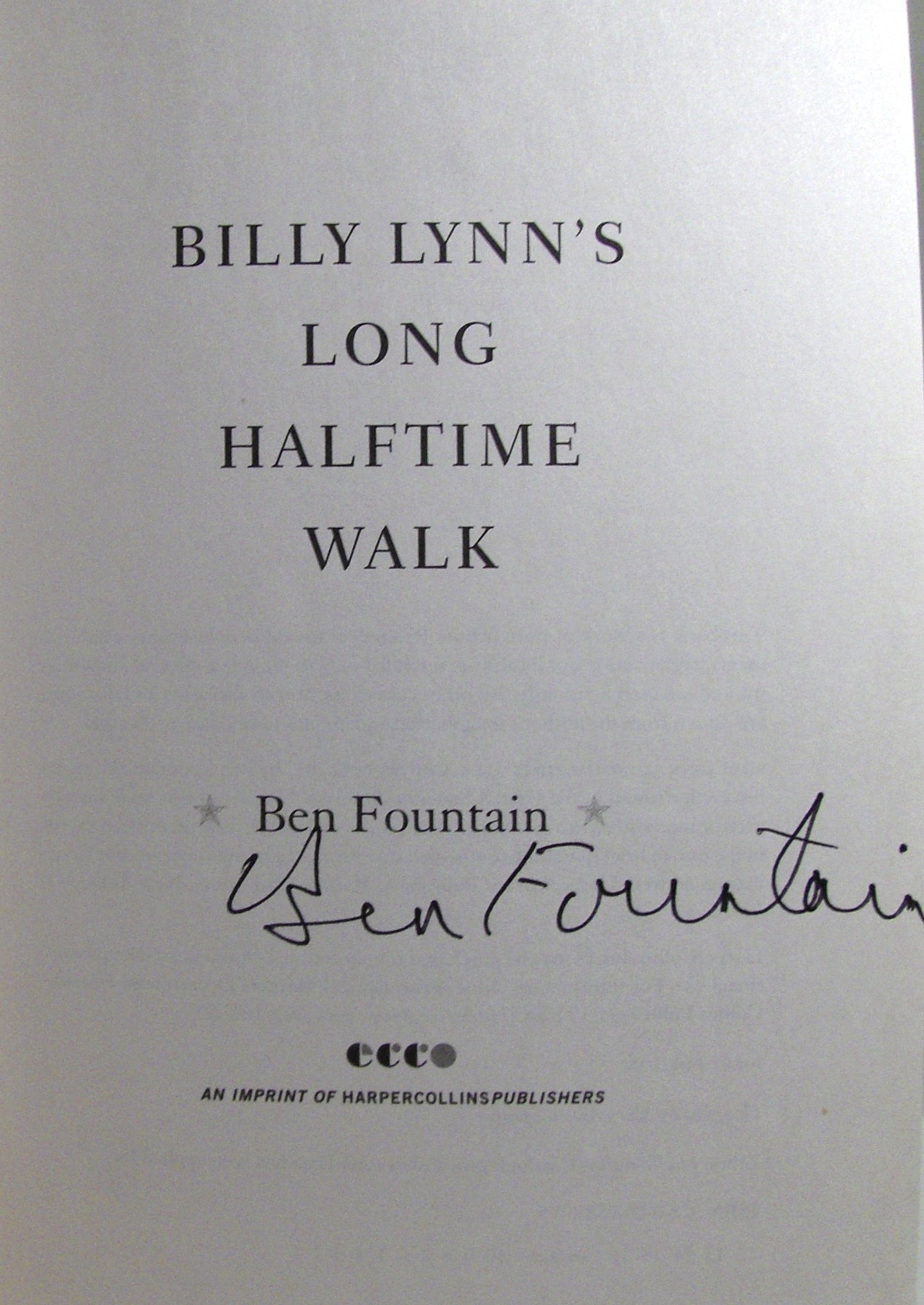 Billy Lynn's Long Halftime Walk by Ben Fountain