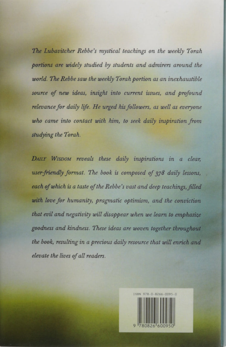 Daily Wisdom: Inspiring Insights on the Torah Portion from the Lubavitcher Rebbe — back cover