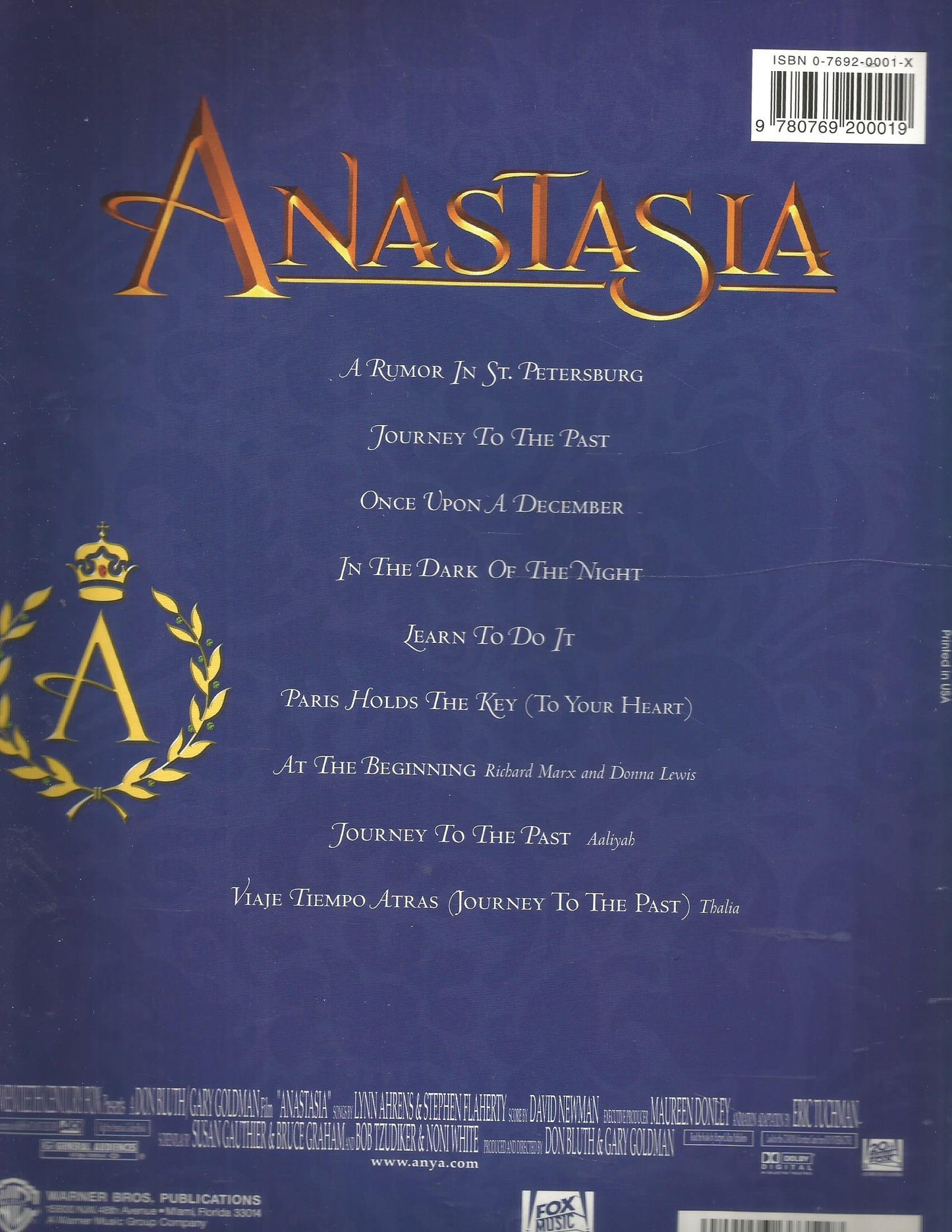Anastasia: Vocal Selections by Lynn Ahrens