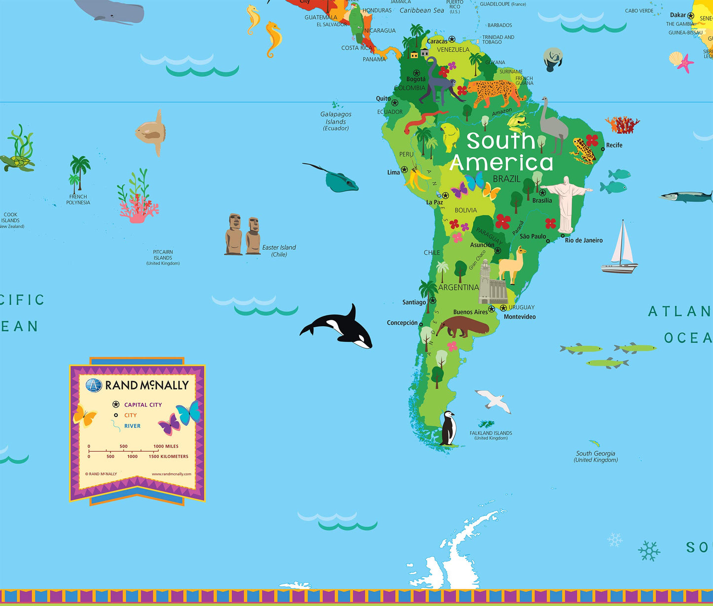 Rand McNally Kids' Illustrated World Wall Map - Paper Rolled