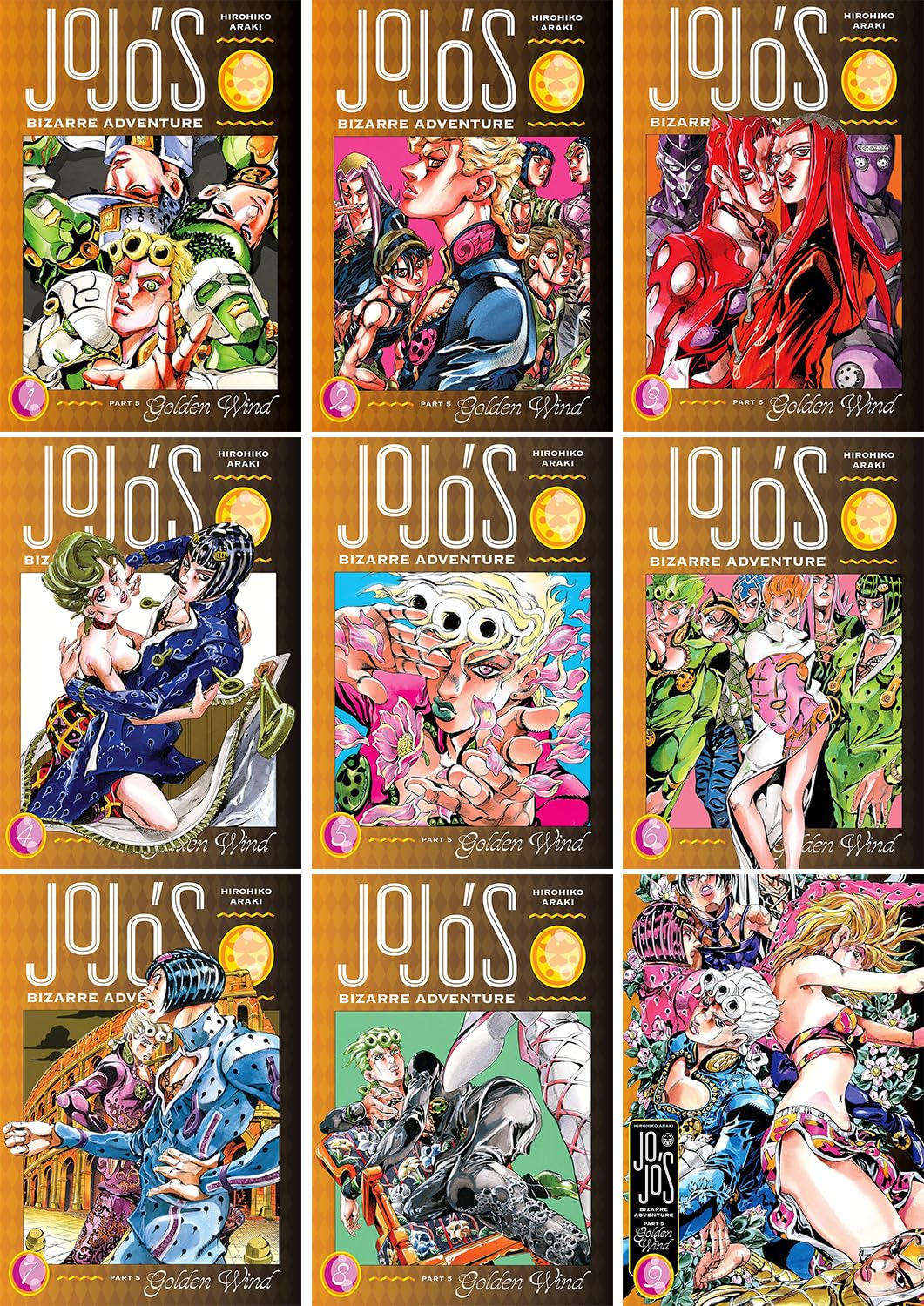 JoJo's Bizarre Adventure Part 5: Golden Wind Volume 1-9 Books Collection Set