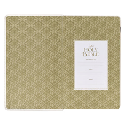 KJV Holy Bible, Giant Print Standard Size Red Letter Edition, Thumb Index Tabs & Ribbon Marker, King James Version, Vegan Leather, White Floral, 14 pt. Type (KJV Standard GP Editions)