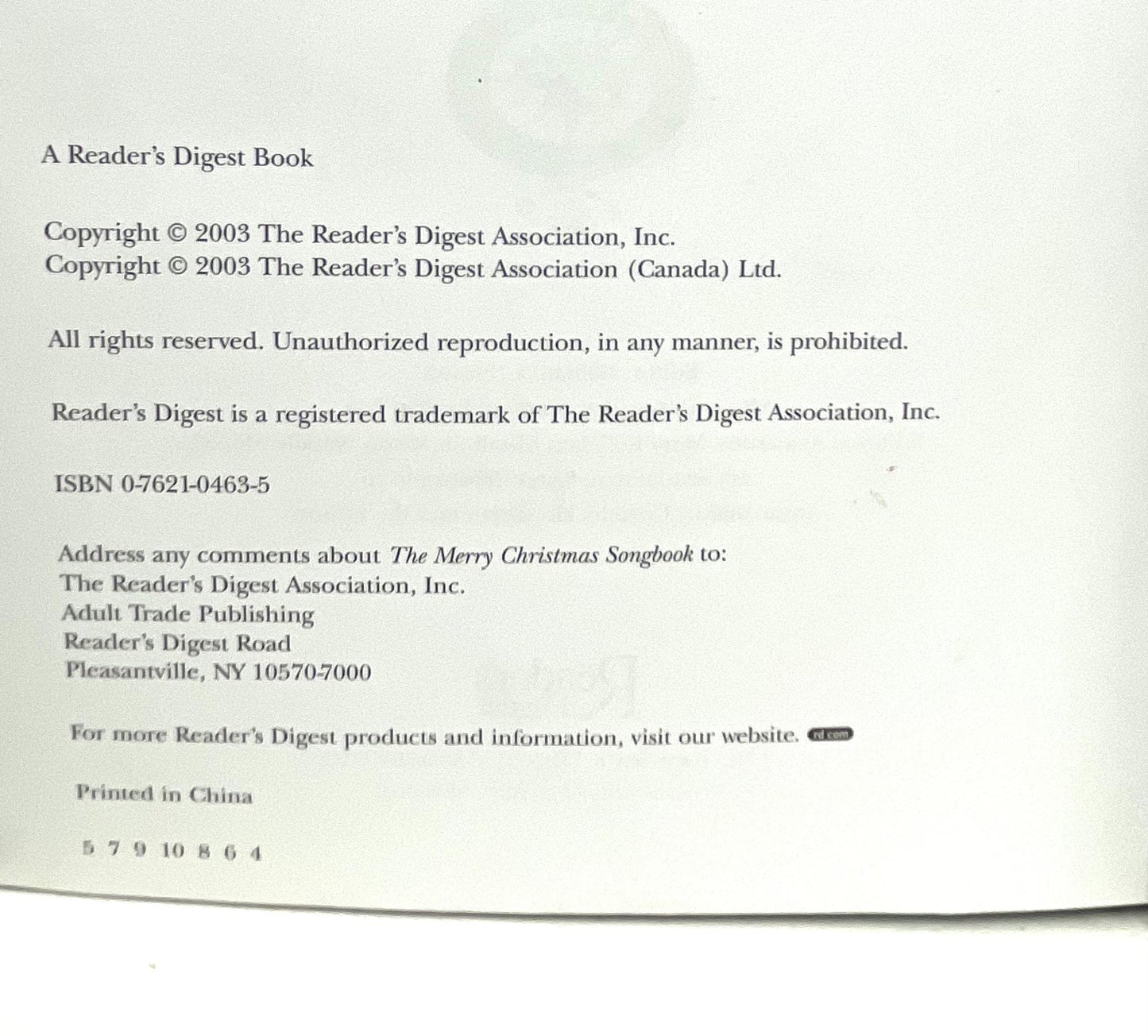 The Reader's Digest Merry Christmas Songbook