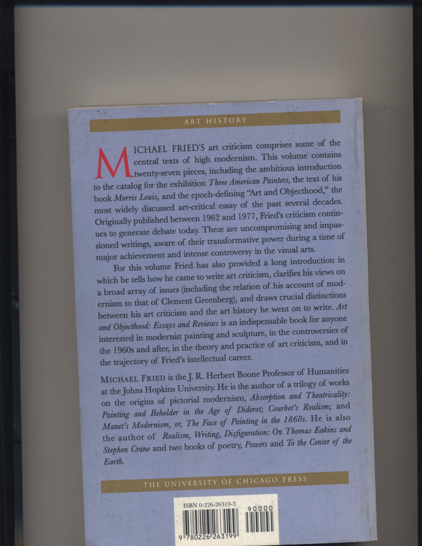 Art and Objecthood: Essays and Reviews