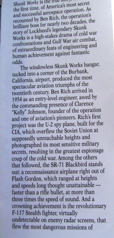 Skunk Works: A Personal Memoir of My Year at Lockheed by Ric
