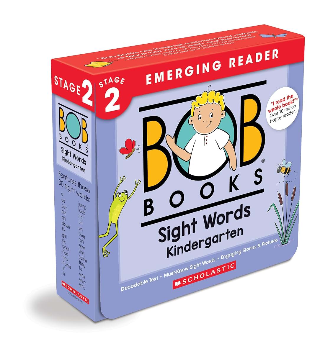 Bob Books - Sight Words Kindergarten Box Set of 10 Paperbacks Decodable Phonics Books, Ages 4 and up, Kindergarten, Flashcards (Stage 2: Emerging Reader)