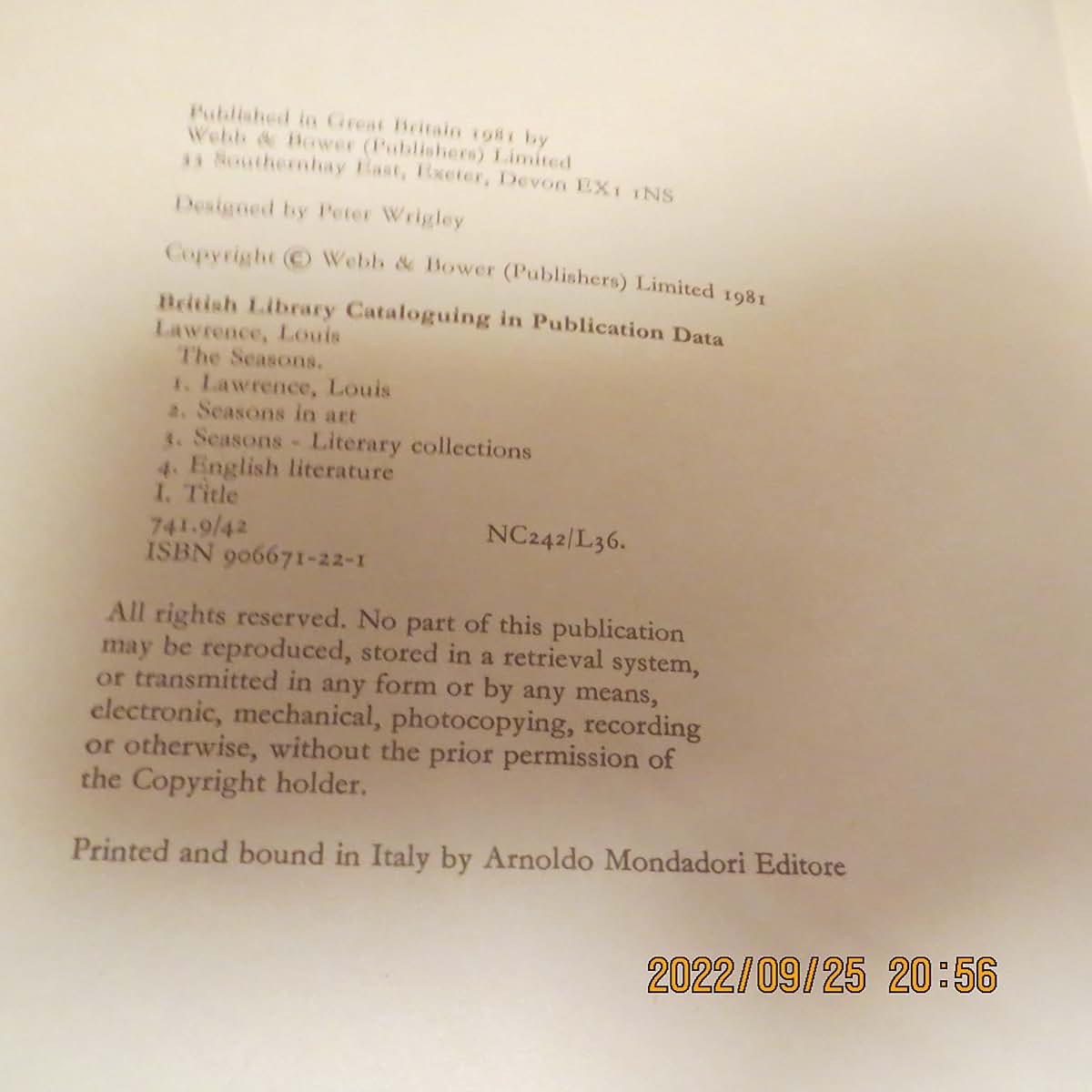 The Seasons by Lawrence, Louis (1981) Hardcover