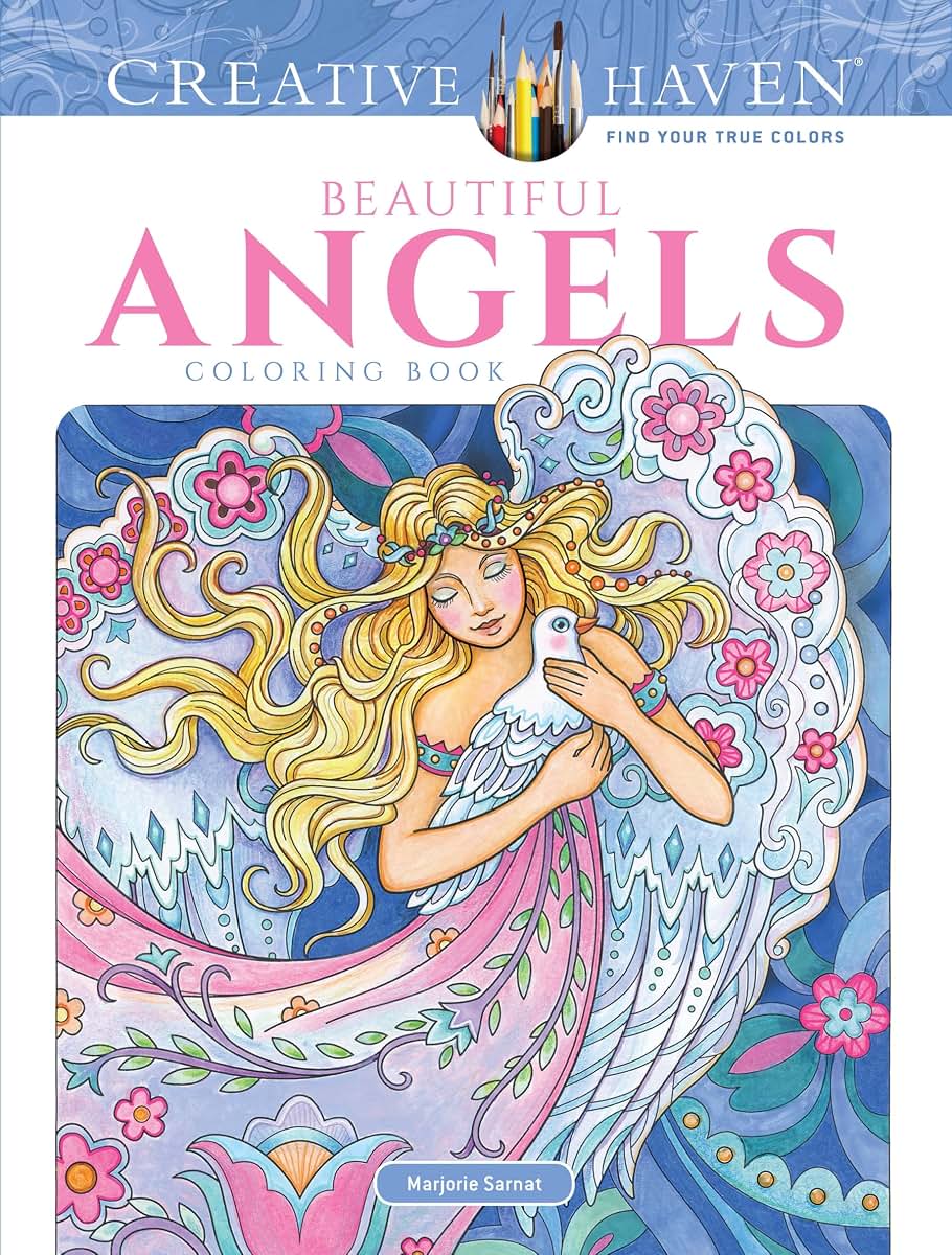 Creative Haven Beautiful Angels Coloring Book: Relax & Unwind with 31 Stress-Relieving Illustrations (Adult Coloring Books: Religious)