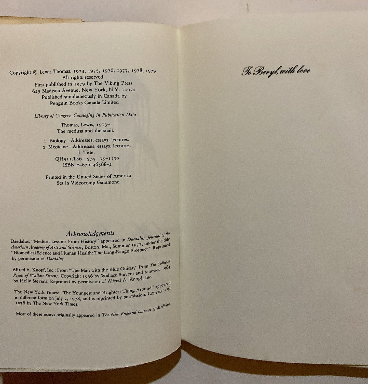 The Medusa and the Snail: More Notes of a Biology Watcher by