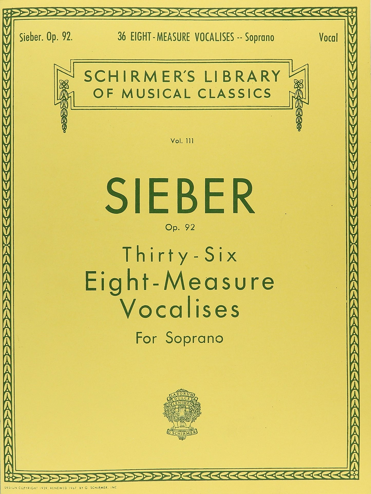 36 Eight-Measure Vocalises for Soprano, Op. 92