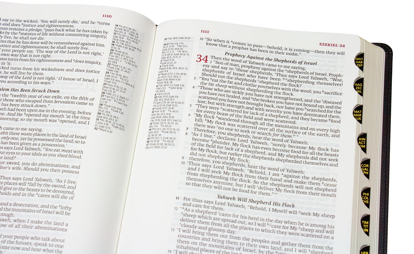LSB Holy Bible, Large Print, Black Premium Genuine Leather (Cowhide), Thumb Index Edition: Legacy Standard Bible with Inside Column Cross References, 40 GSM paper, 2 Ribbon Markers, & Gold Page Edges