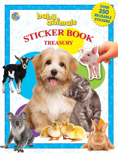 Phidal Baby Animals Sticker Book Treasury - Activity Books for kids, 350 reusable stickers, 96 pages of fun