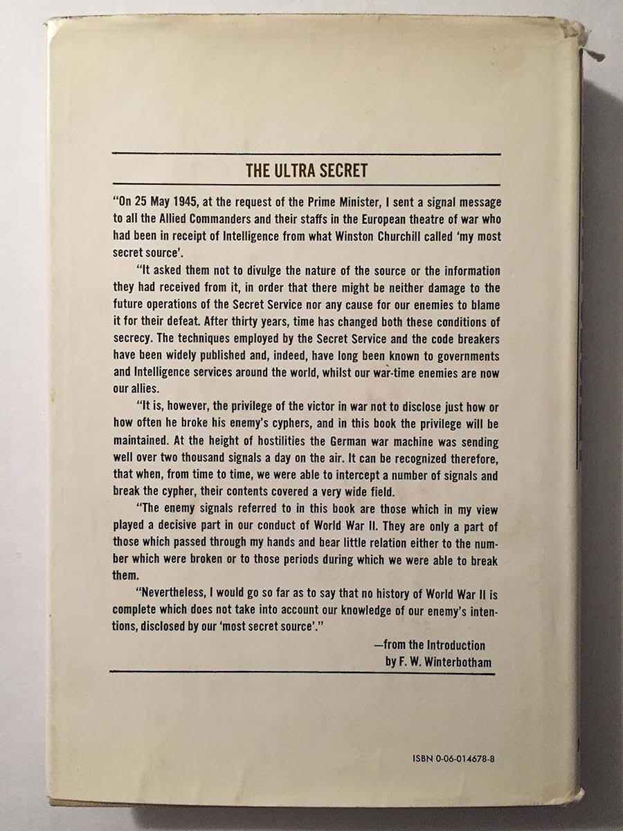 The Ultra Secret by Frederick William Winterbotham