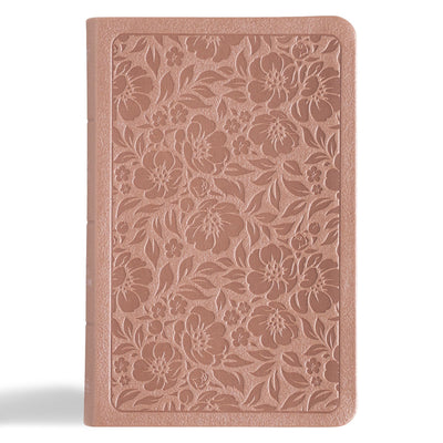 KJV Personal Size Bible, Rose Gold LeatherTouch, KJV Holy Bible, Compact and Portable, Red Letter Edition, Thumb Index, Ribbon Marker, King James Version, Floral Cover Design, Easy-to-Read Font
