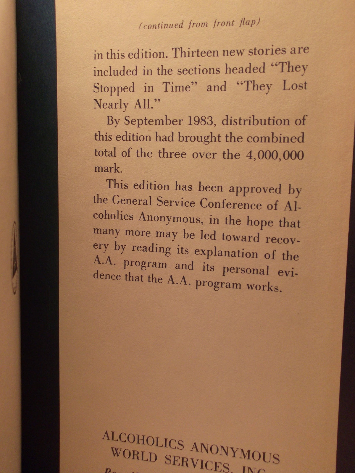 Alcoholics Anonymous: The Story of How Many Thousands of Men and Women Have Recovered from Alcoholism/B-1