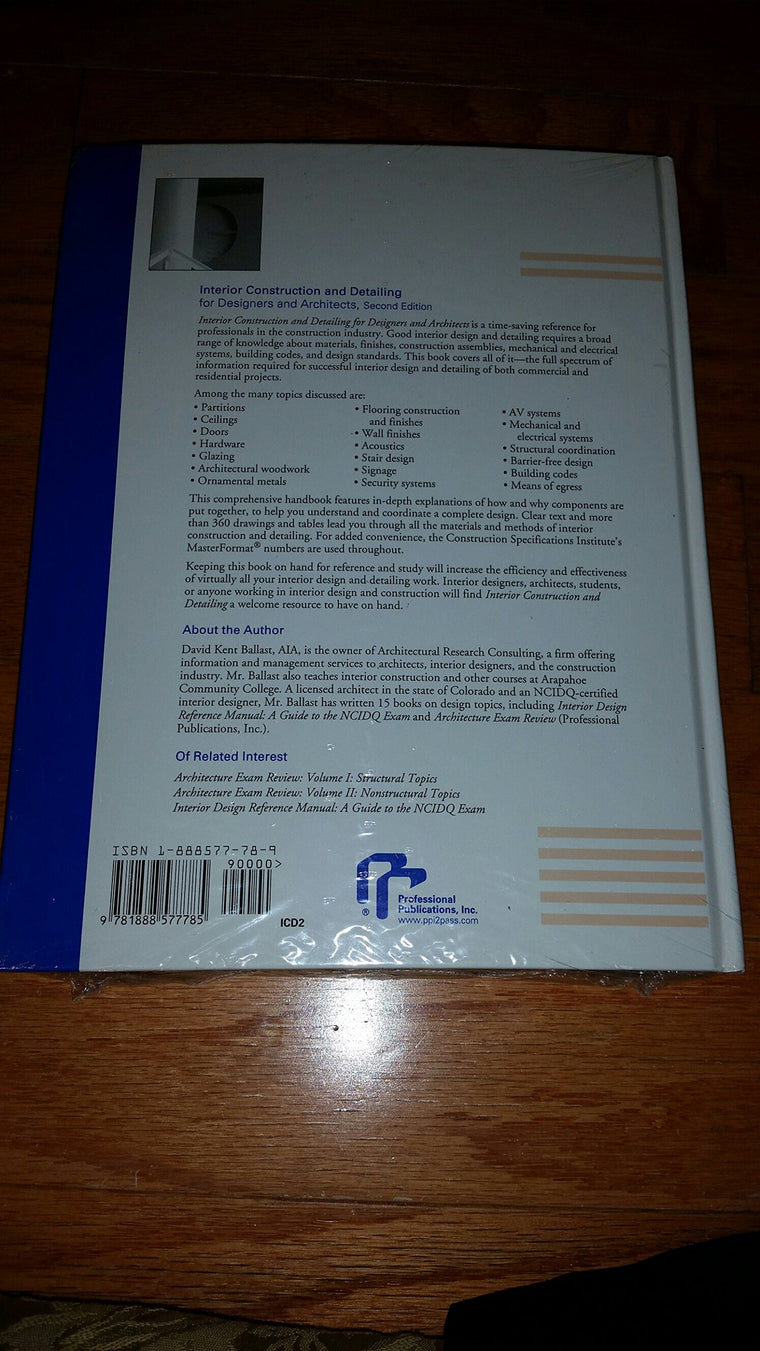 Interior Construction and Detailing for Designers and Architects — back cover
