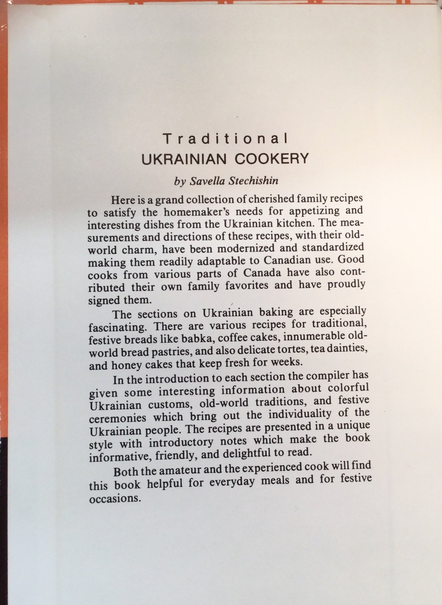 Traditional Ukrainian Cookery by Savella Stechishin