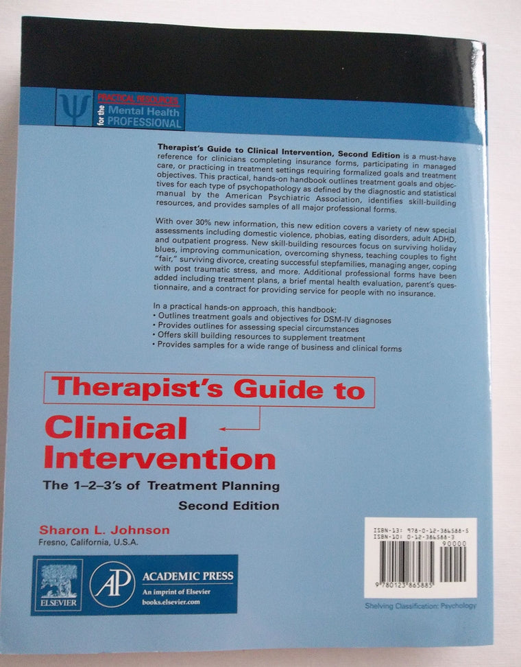 Therapist's Guide to Clinical Intervention: The 1-2-3's of Treatment Planning (Practical Resources for the Mental Health Professional) — back cover
