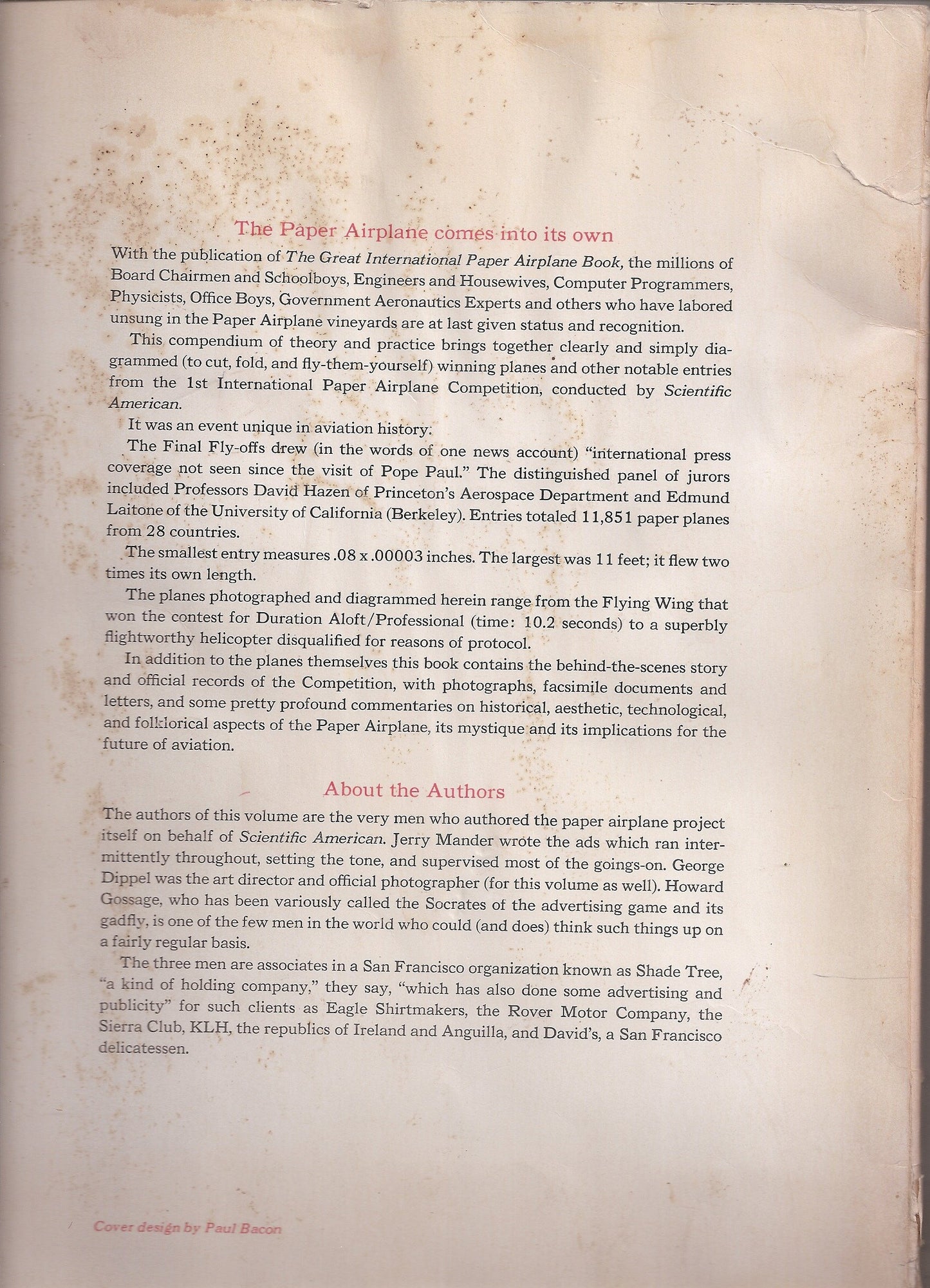The Great International Paper Airplane Book by Jerry Mander