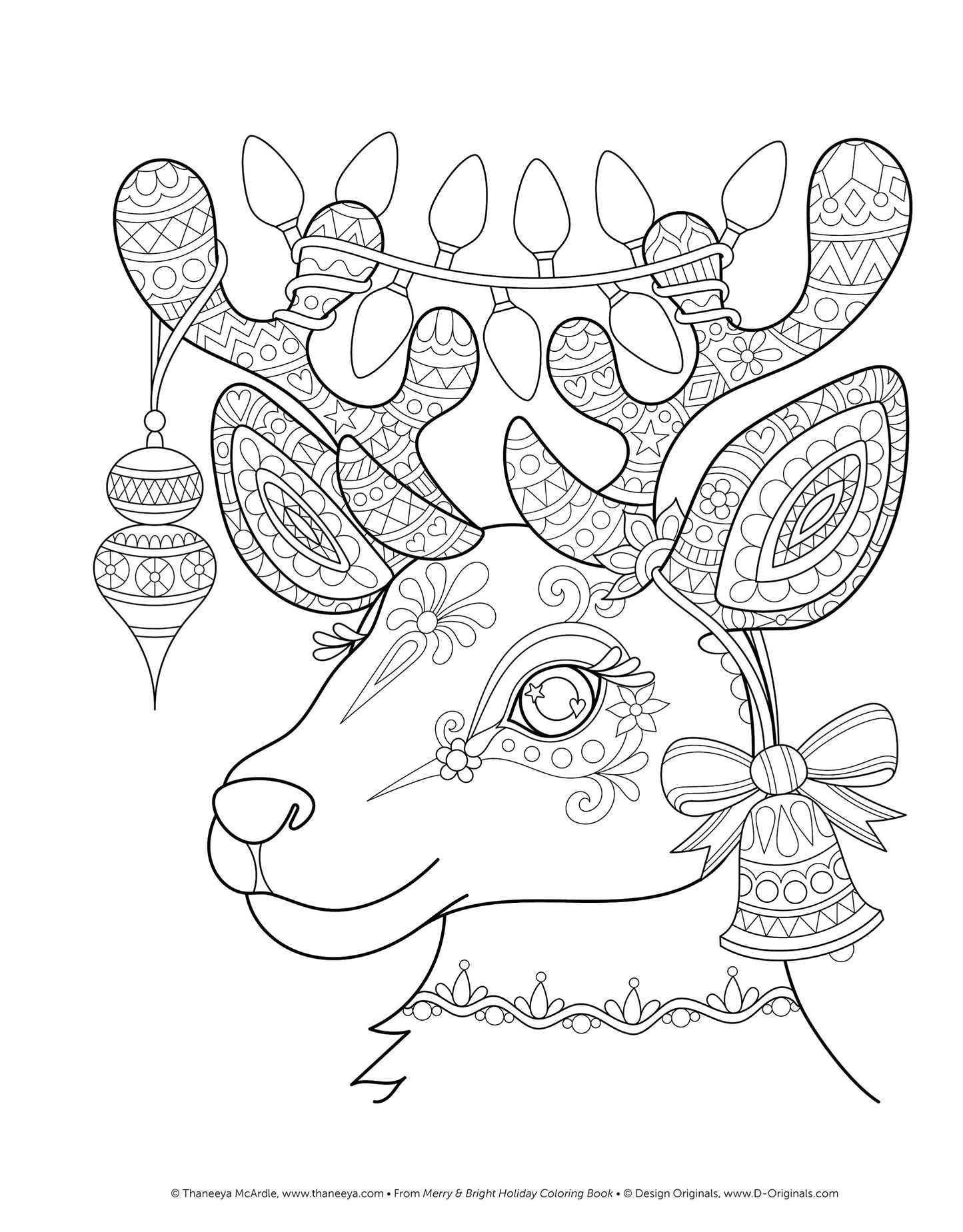 Merry & Bright Holiday Coloring Book (Design Originals) A Festive Christmas Coloring Wonderland of Snowmen, Ice Skates, and Quirky Critters on High-Quality Perforated Pages that Resist Bleed Through