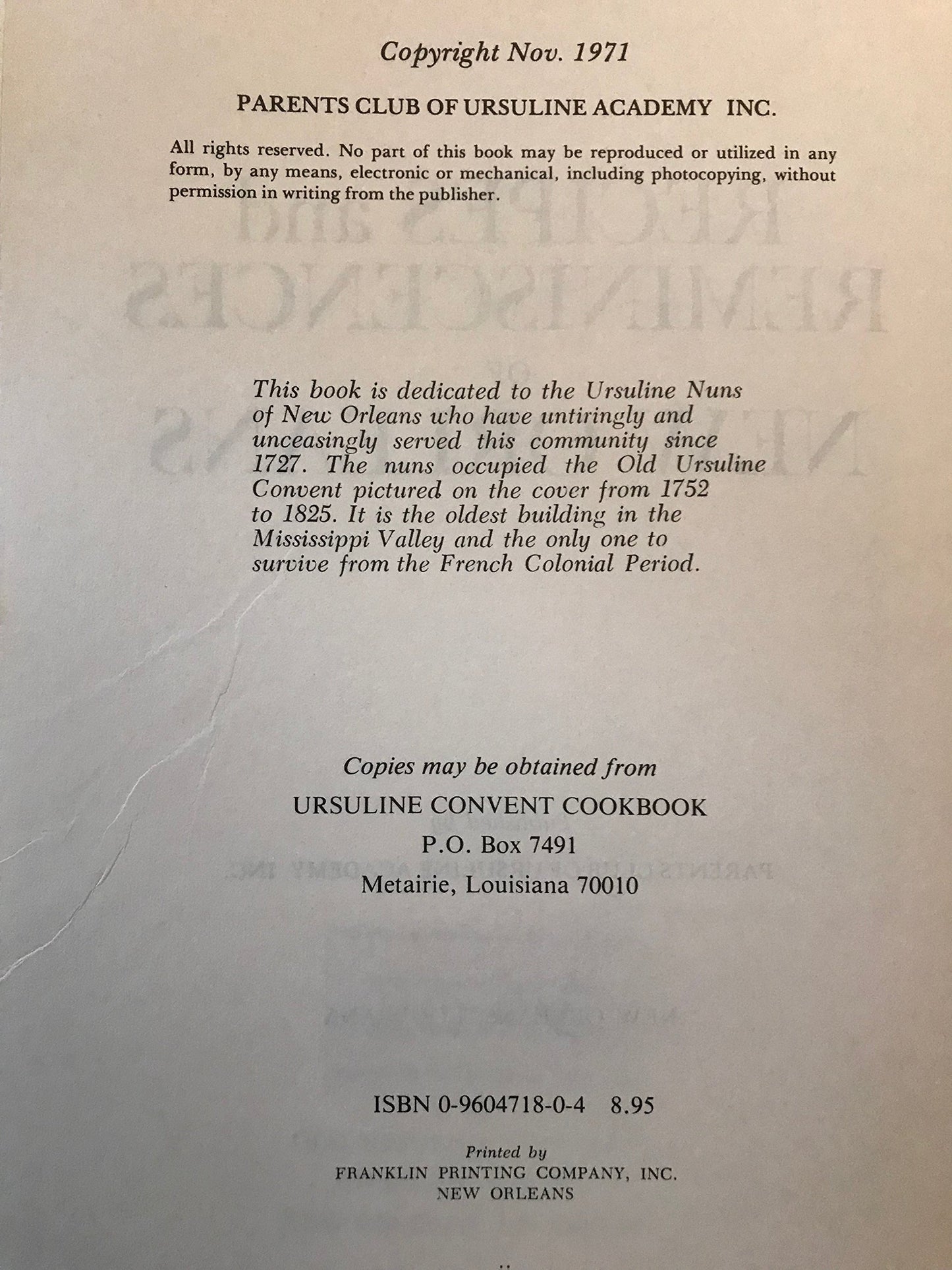 Recipes and Reminiscences of New Orleans