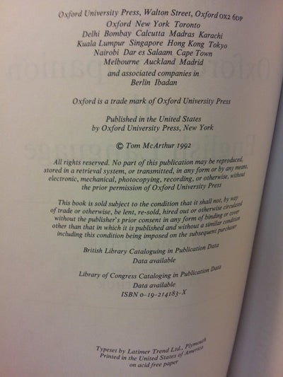 The Oxford Companion to the English Language by McArthur, To