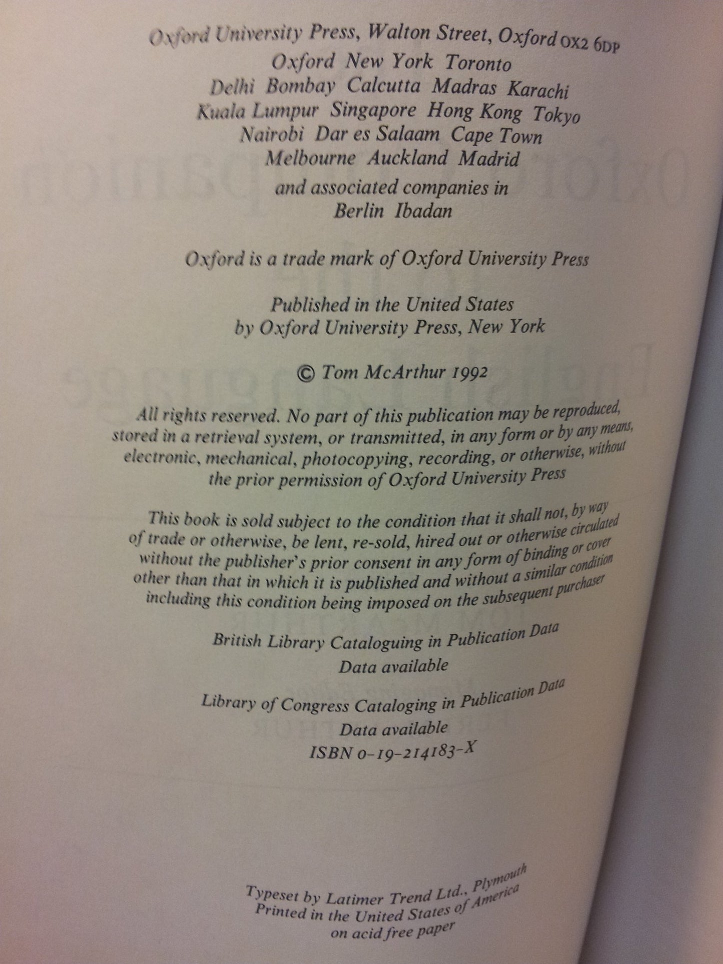 The Oxford Companion to the English Language