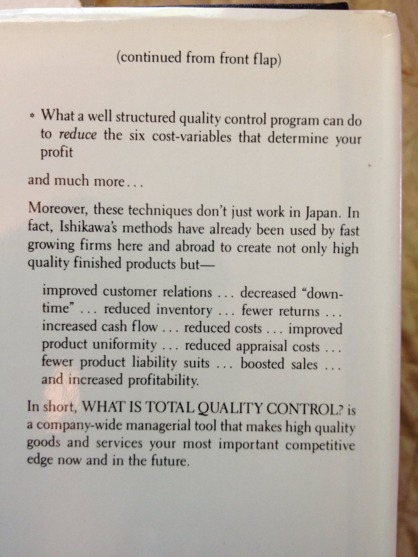 What Is Total Quality Control?: The Japanese Way (English and Japanese Edition)
