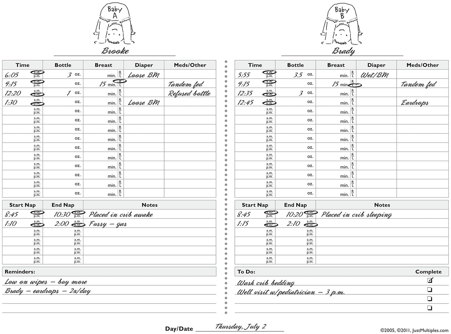 Double Time: A Helpful Book of Schedule Keeping for Twins