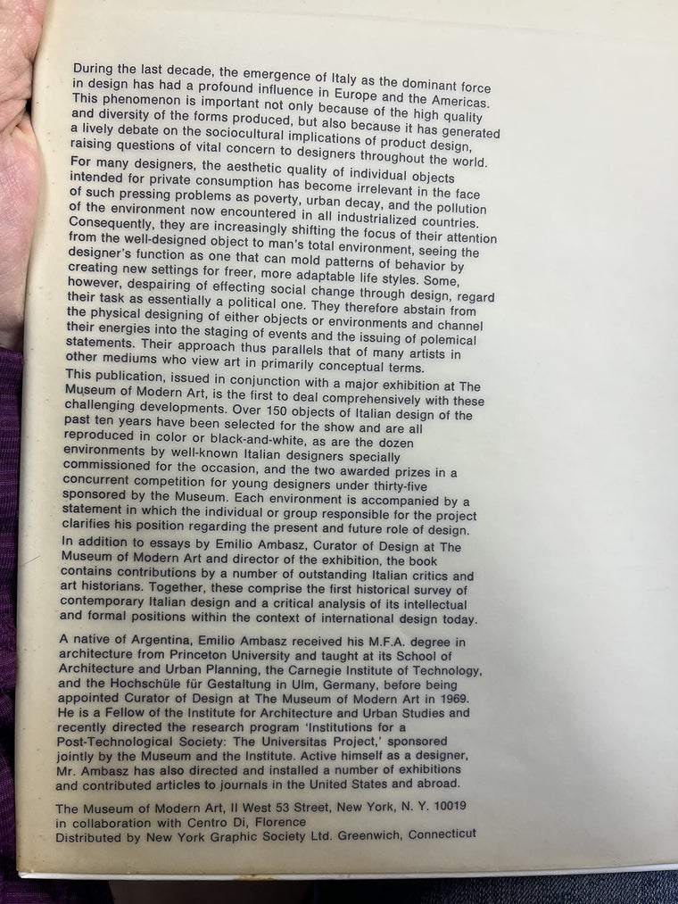 Italy: The New Domestic Landscape: Achievements and Problems of Italian Design — back cover