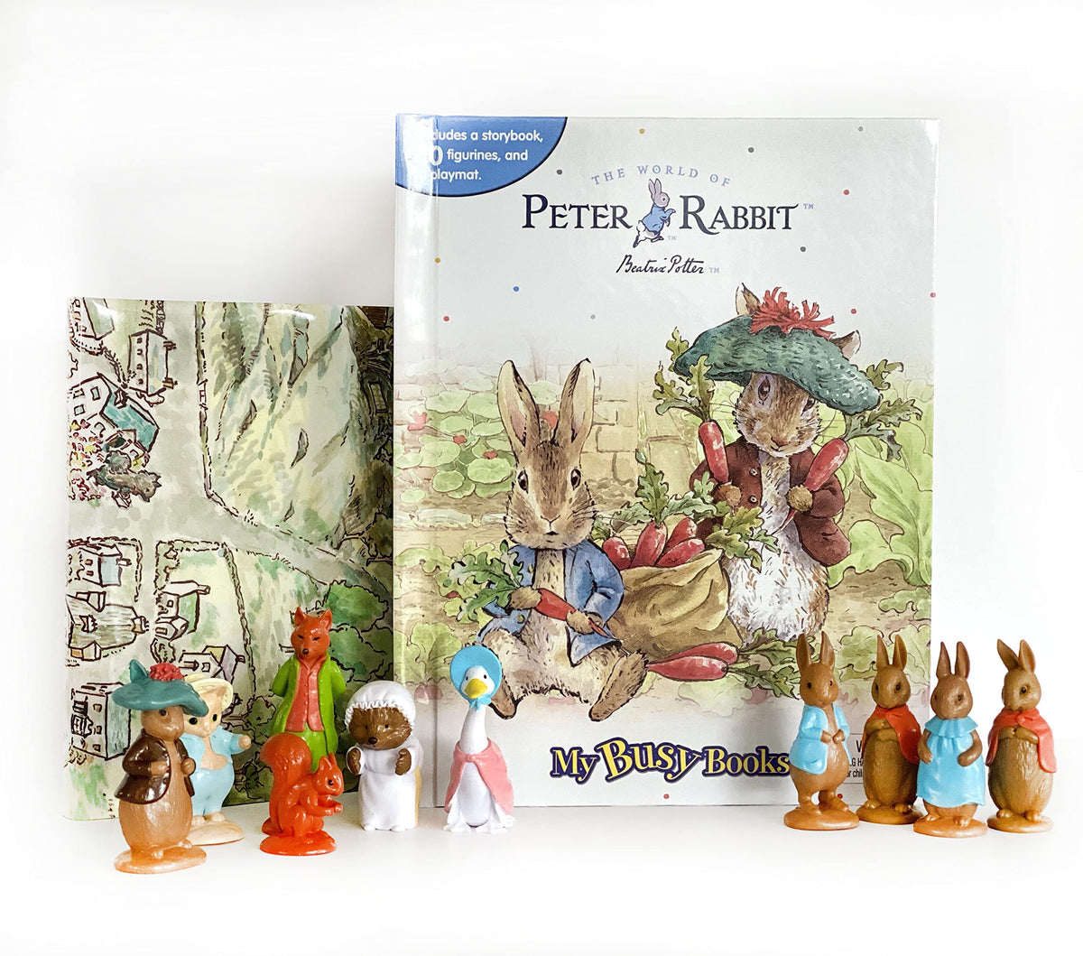 Peter Rabbit / The World of Beatrix Potter My Busy Books - Storybook, 10 figurines, playmat