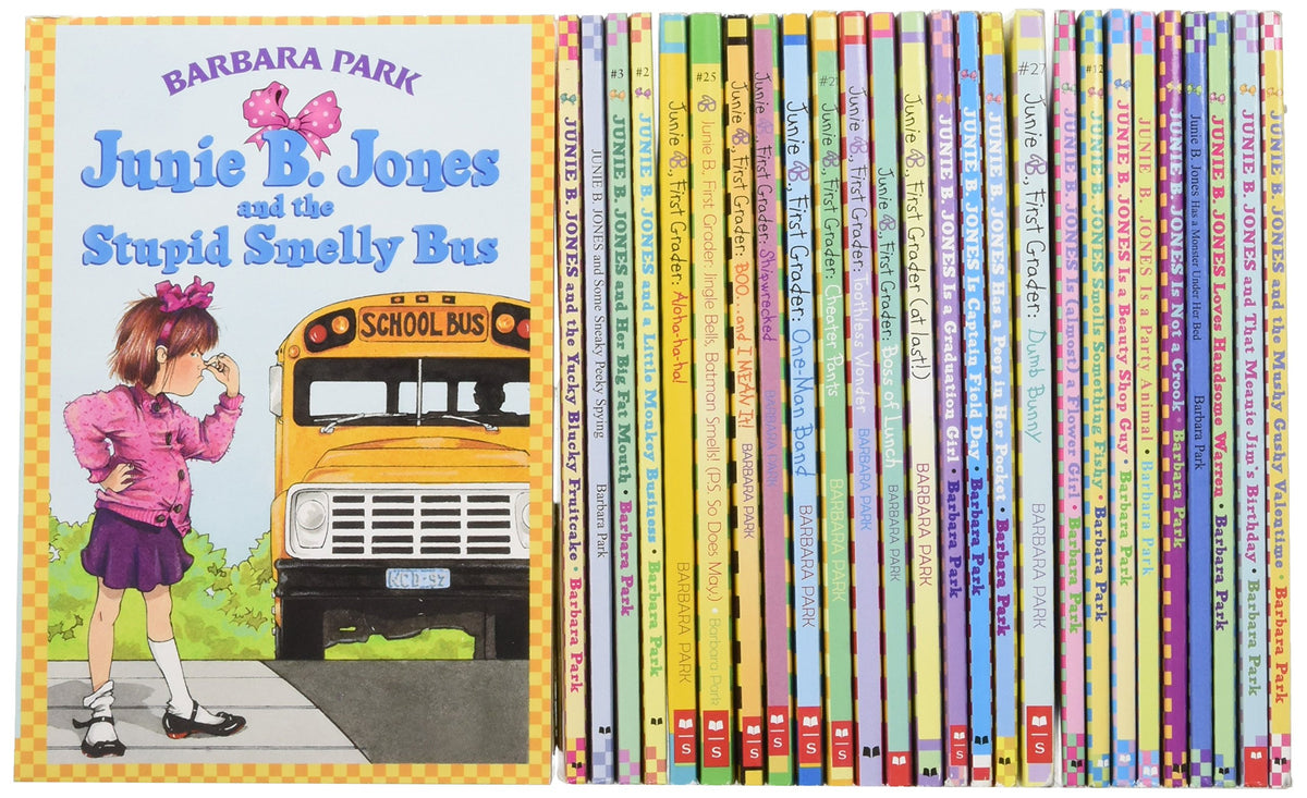 JUNIE B. JONES 27-BOOK SET: Stupid Smelly Bus, Monkey Business, Big Fat Mouth, Sneaky Peeky Spying , Yucky Blucky Fruitcake, Meanie Jim's Birthday, Loves Handsome Warren, Monster Under Bed, Not Crook, Party Animal, Dumb Bunny, Batman Smells and more