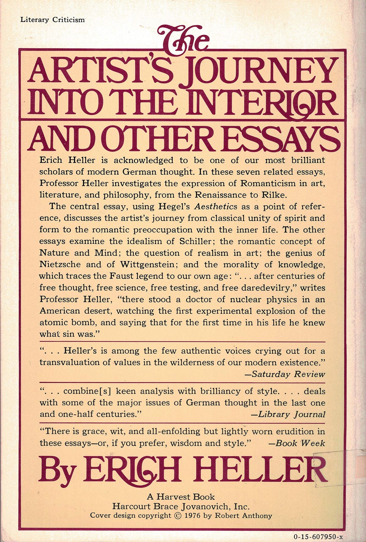 The Artists Journey into the Interior, and Other Essays