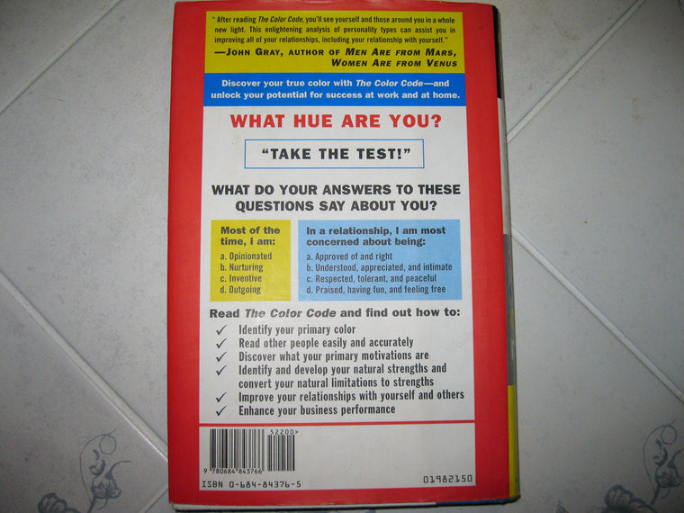 The COLOR CODE: A NEW WAY TO SEE YOURSELF, YOUR RELATIONSHIPS, AND LIFE — back cover