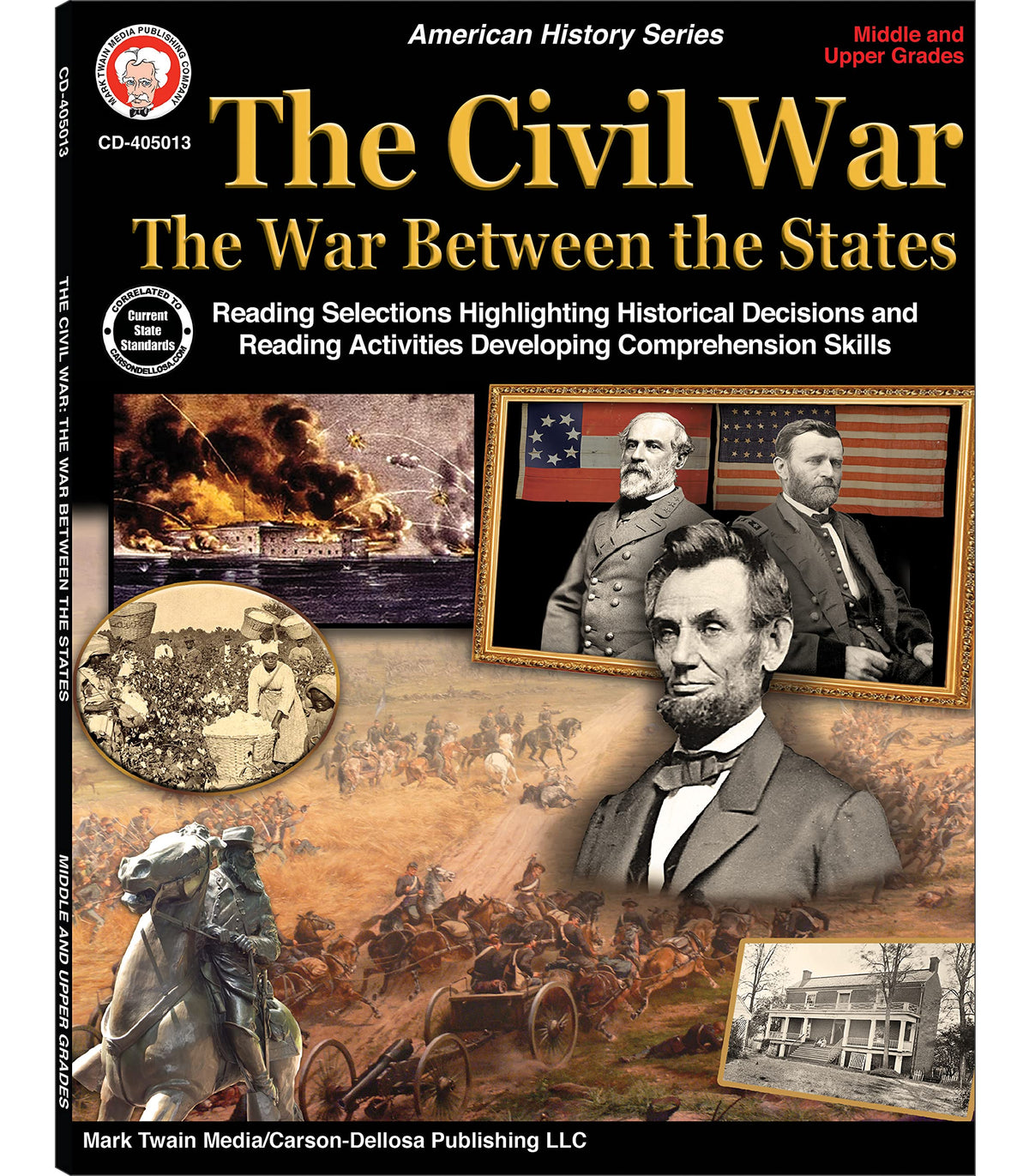 Mark Twain The Civil War Social Studies Workbook, American History Books Covering the Battle Between the United States, Classroom or Homeschool Curriculum