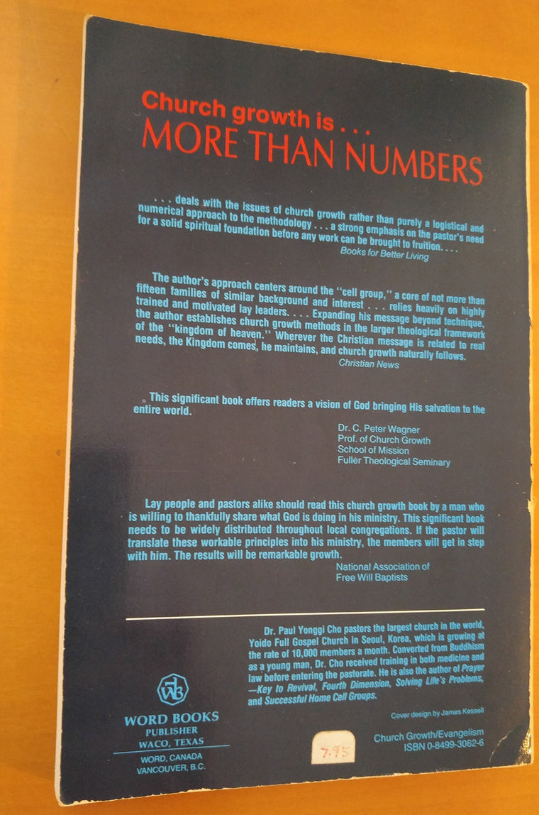 More Than Numbers: Paul Y. Cho Shares the Secrets of Church Growth — back cover