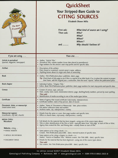 QuickSheet: Your Stripped-Bare Guide to Citing Sources, 1st Edition Revised