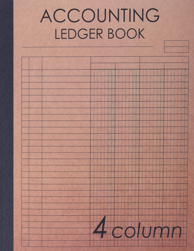 Accounting Ledger Book 4 Column: 120 pages , 8.5 x 11 inches ( large size ) , Brown craft paper style cover : Simple / General Accounting Ledger Book for Bookkeeping
