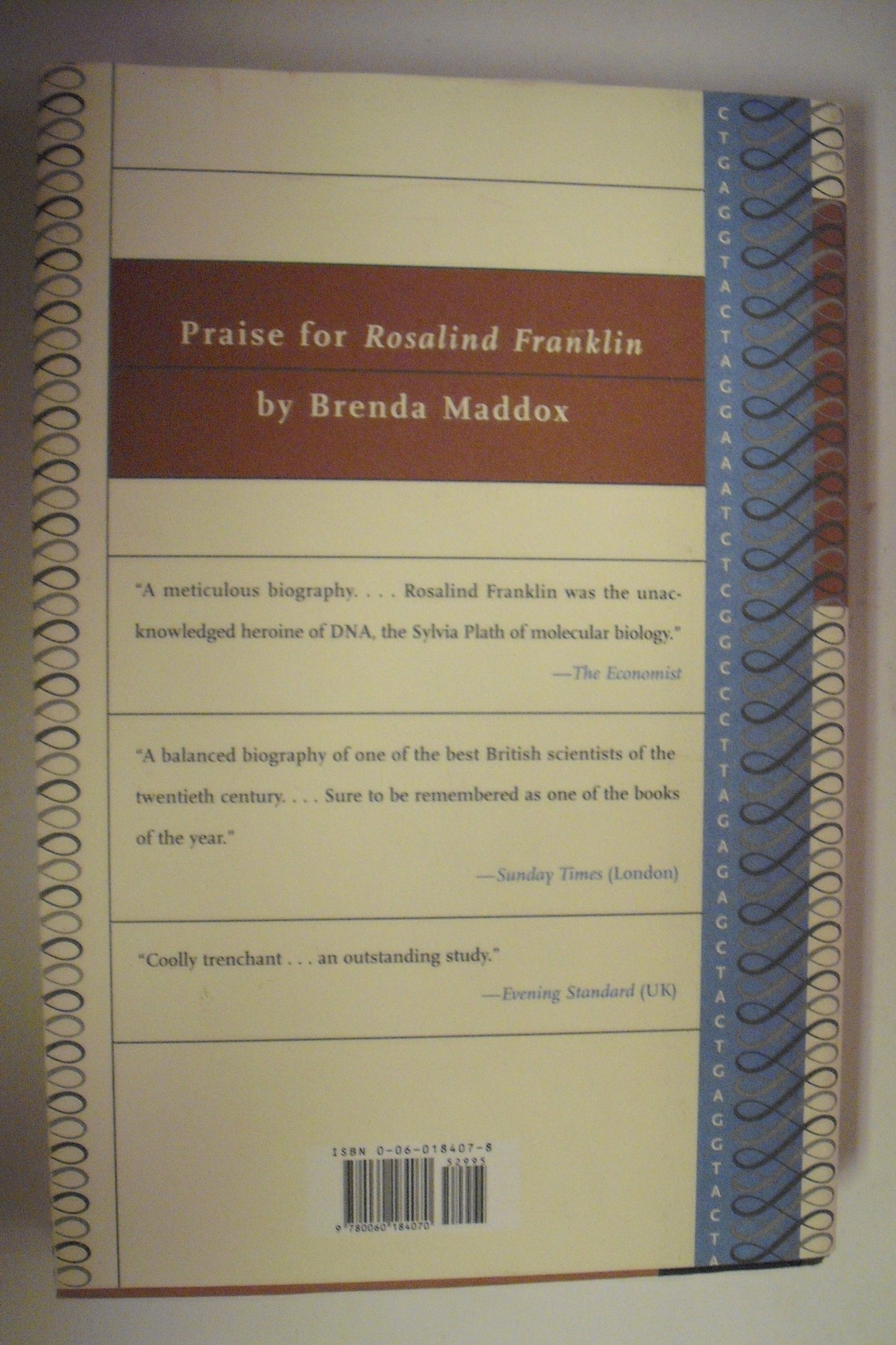 Rosalind Franklin: The Dark Lady of DNA by Maddox, Brenda