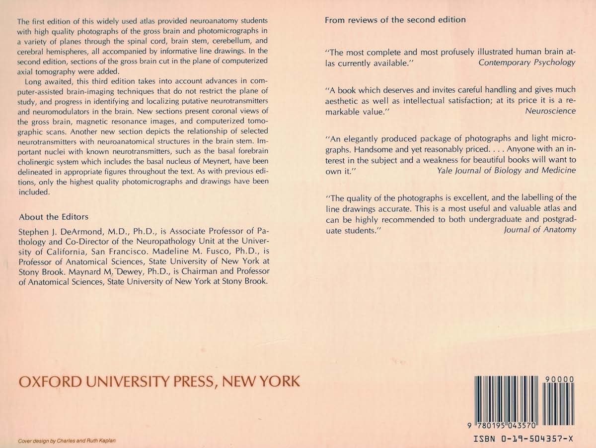 Structure of the Human Brain: A Photographic Atlas by DeArmo