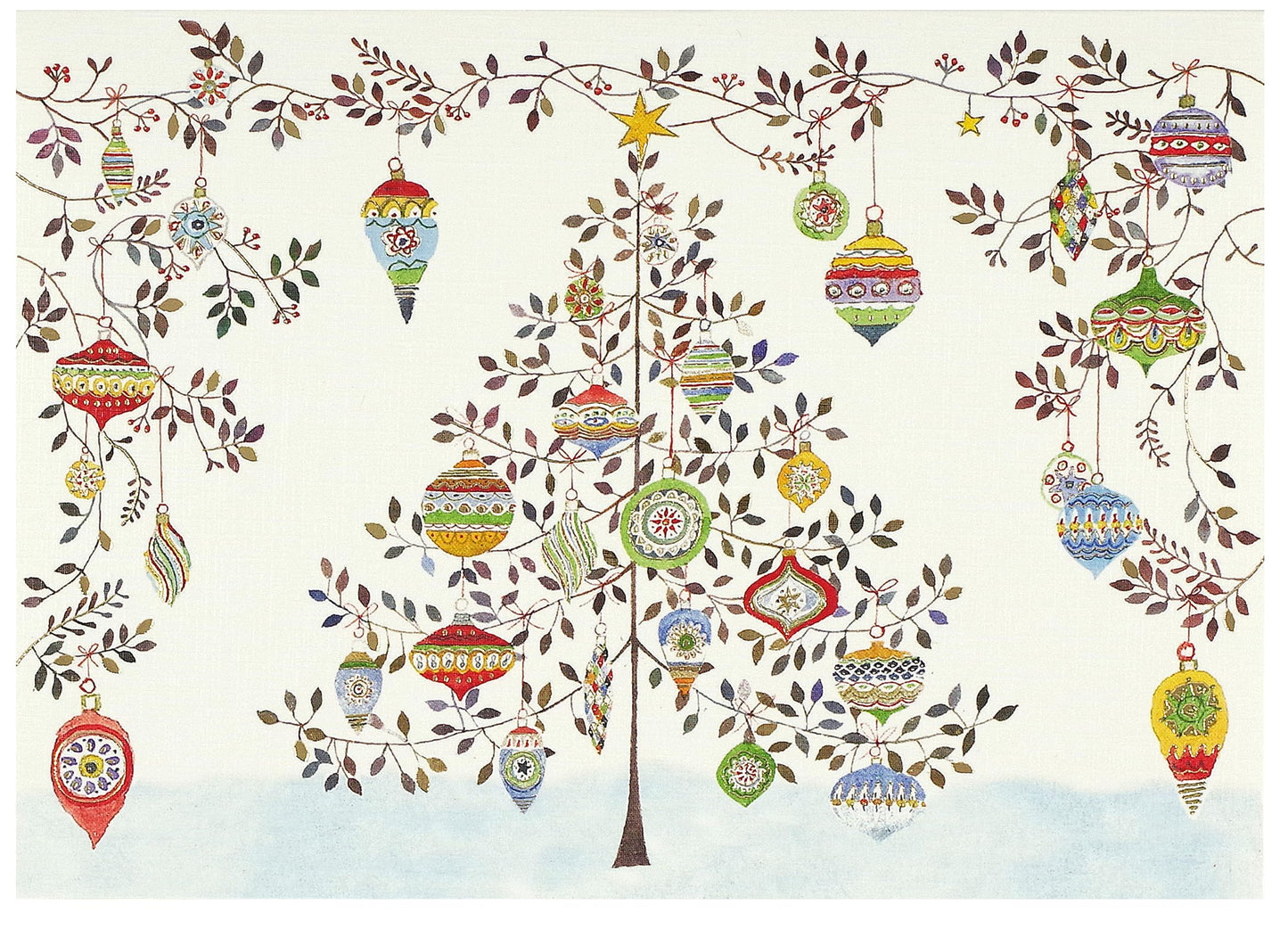 Watercolor Ornament Tree Deluxe Boxed Holiday Cards (Christmas Cards, Greeting Cards)