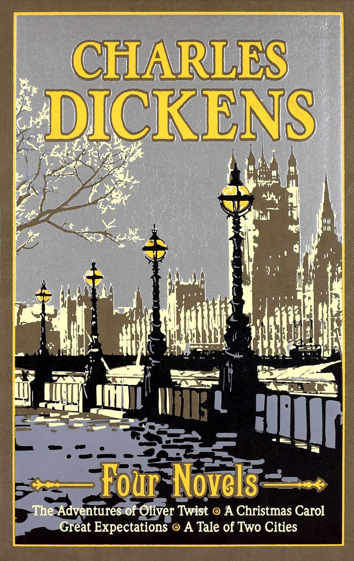Charles Dickens Four Novels: The Adventures of Oliver Twist, A Christmas Carol, Great Expectations, A Tale of Two Cities (Leather-bound Classics)