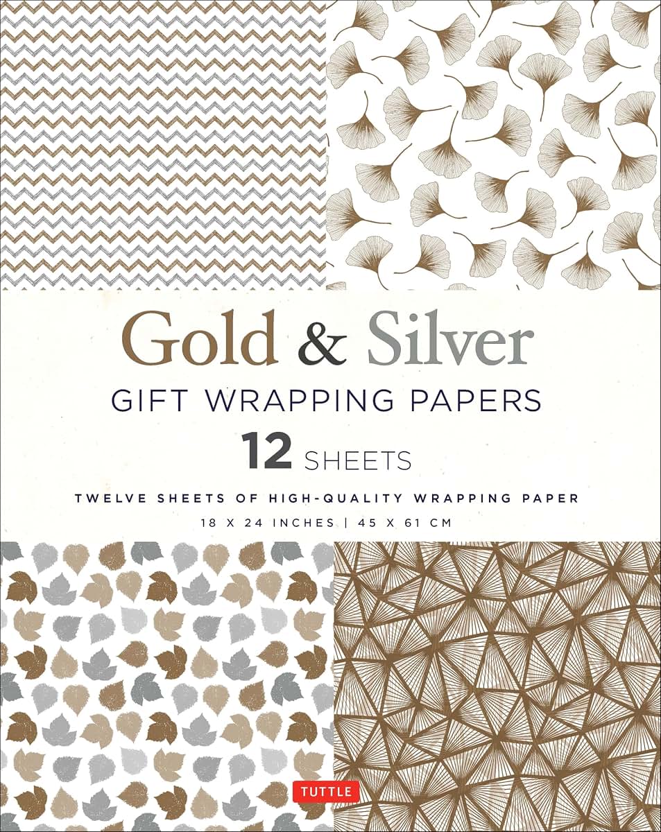 Gold & Silver Gift Wrapping Papers - 12 Sheets: 18 x 24 inch (45 x 61 cm) Wrapping Paper