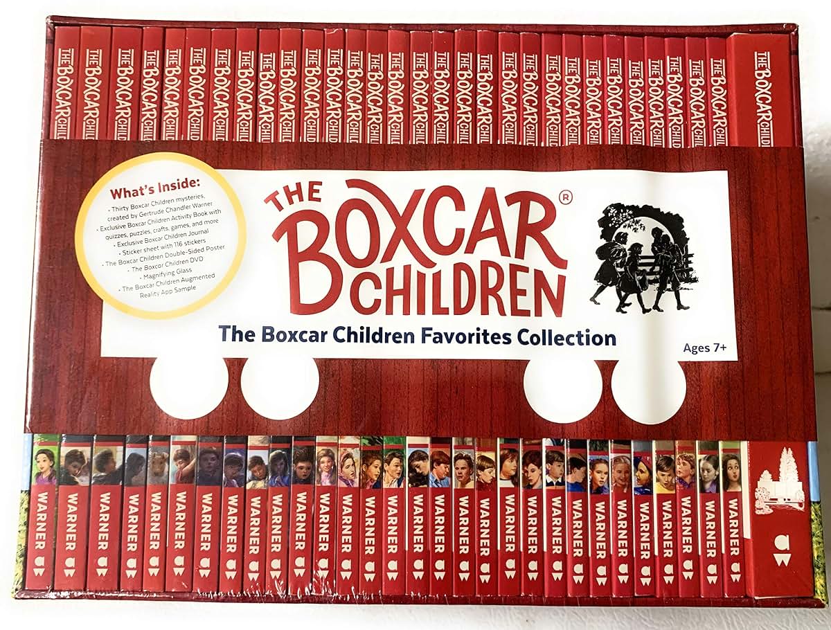 The Boxcar Children Favorites 30 Books Boxed Collection with Activity Book, Journal, Sticker Sheet , DVD, Magnifying Glass, and Poster