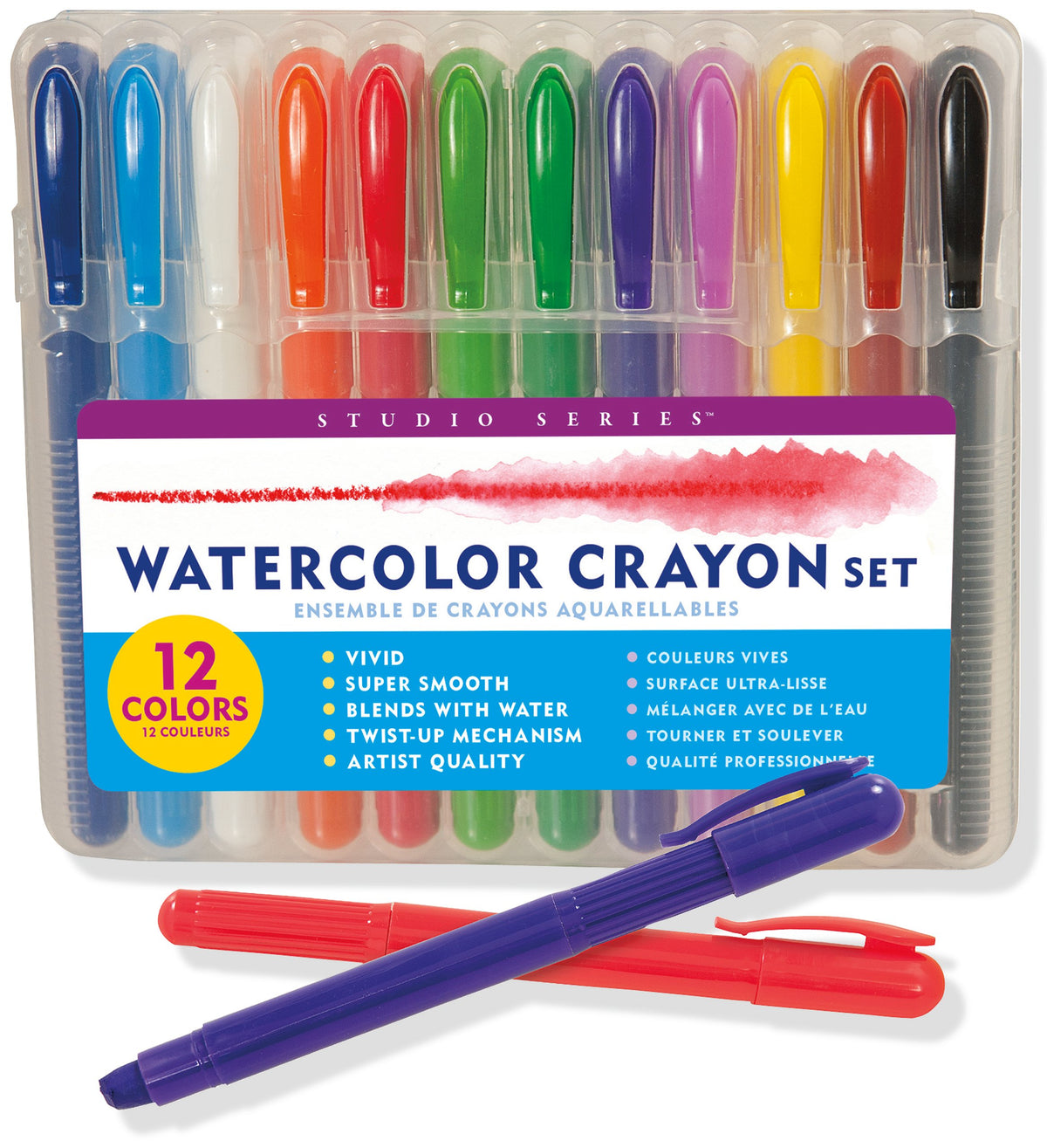 Studio Series Watercolor Crayon Set (12 water soluble gel crayons)
