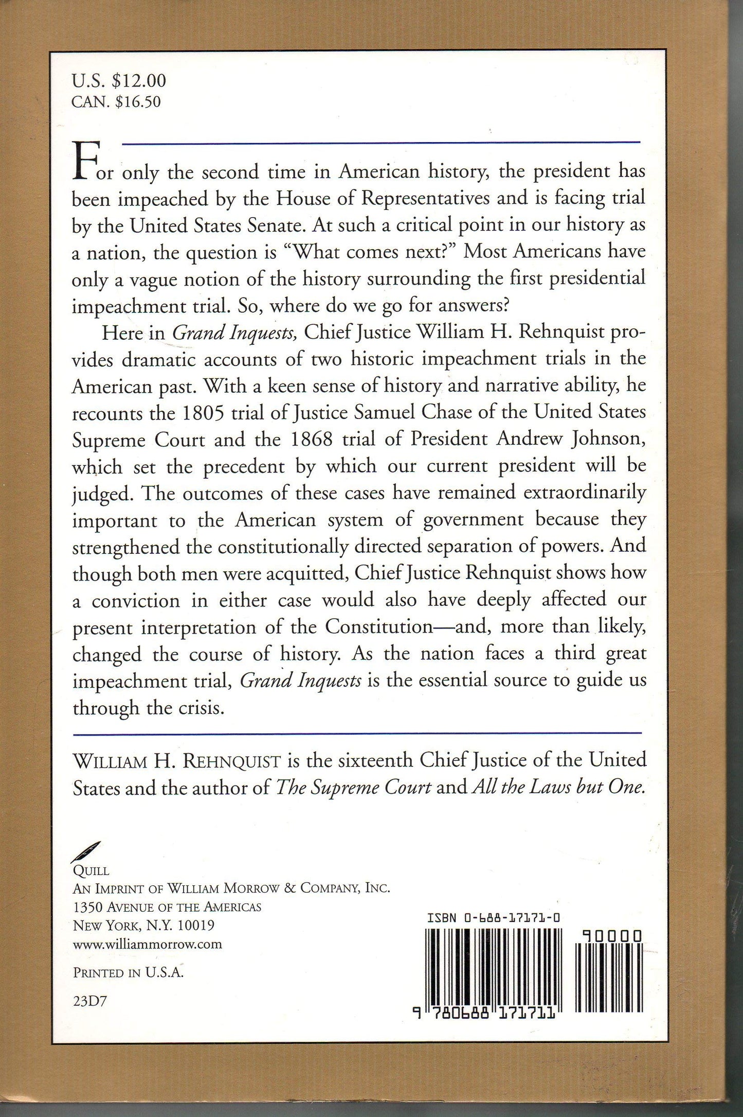 Grand Inquests: The Historic Impeachments Of Justice Samuel Chase And President Andrew Johnson
